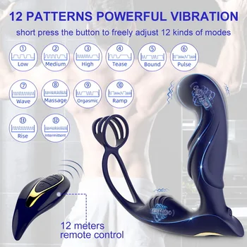 3 in 1 Anal Toy Prostate Massager Vibrator Butt Plug With Dual Penis Cock Ring Cockring Remote Anus Sex Toy For Men Women Couple 3