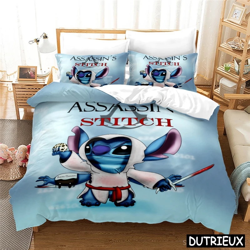 Cute Lilo And Stitch Queen King Size Bedding Set Disney Cartoon 3D