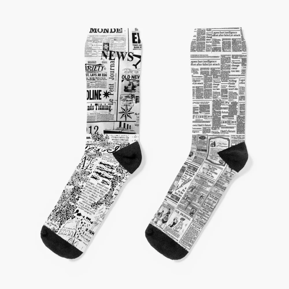 

Newspaper And Journal Style Socks cool funny gifts Woman Socks Men's
