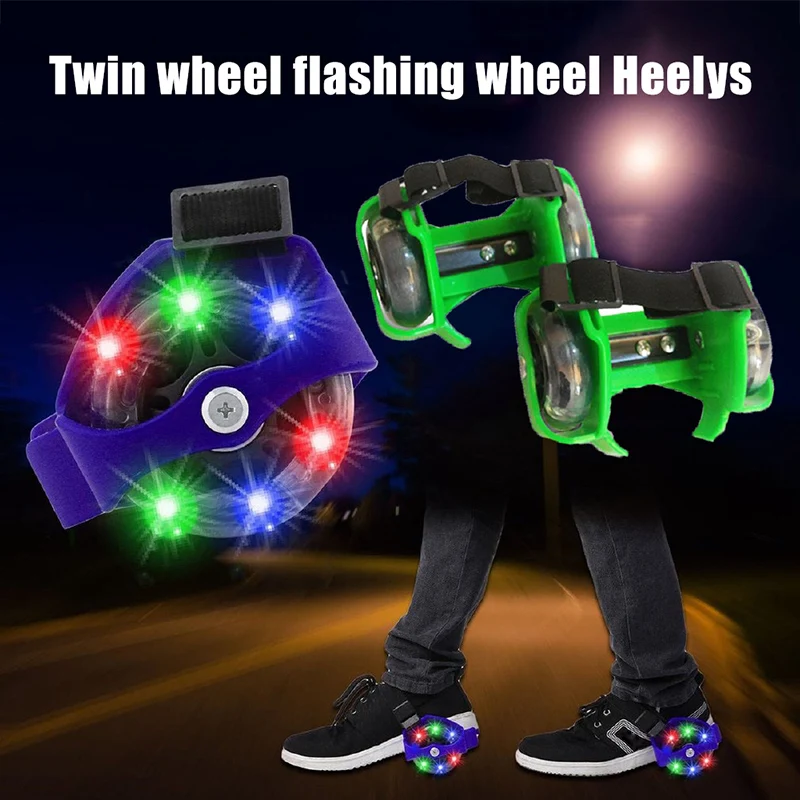 Two-Wheeled Heel Wheels Adjustable Roller Skates PVC Tricolor Luminous Wheel Shoes For Children FK88