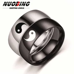Yin Yang Five Elements Tai Chi Bagua Men And Women's Couple Ring Japanese Anime Role-Playing 8MM Stainless SteelJewelry Gift