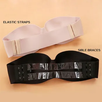 Women Sexy Strapless Bra Invisible Push Up Backless Wedding Bras Underwear Transparent Straps Open Back Bralette Thick Lingerie 1