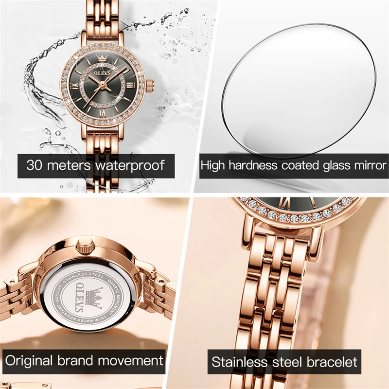 OLEVS New Fashion Quartz Watch for Womens  Stainless Steel Waterproof Womens Watch Top Brand Luxury Wristwatch Relogio Feminino