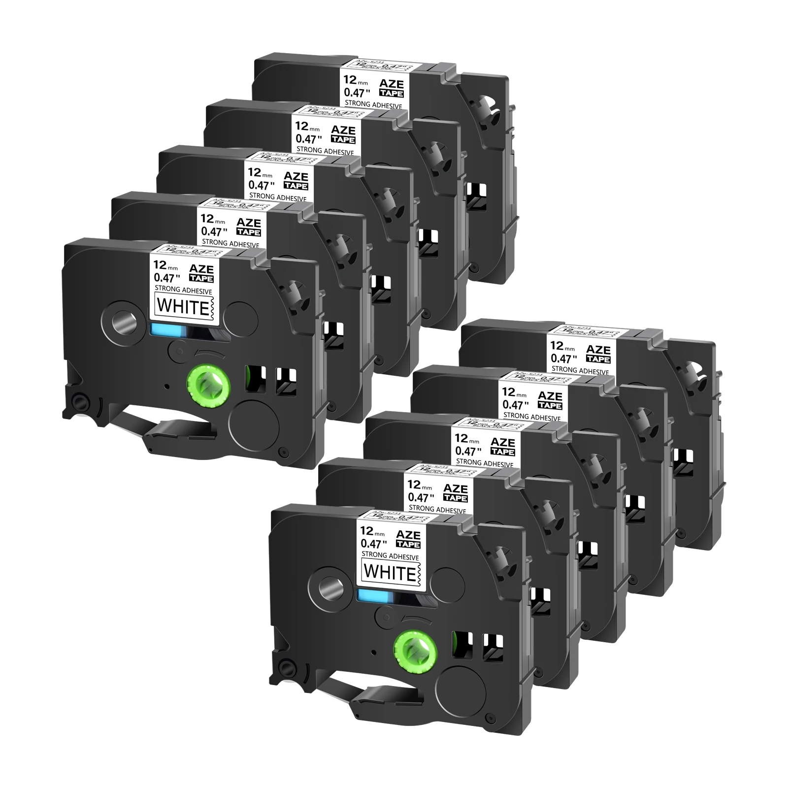 Fitas Adesivas Fortes para P-touch Pt1010 Fita de Etiqueta Compatível para Brother Tze-s231 Tz-s131 S631 Preto no Branco 10 Pcs 624 mm