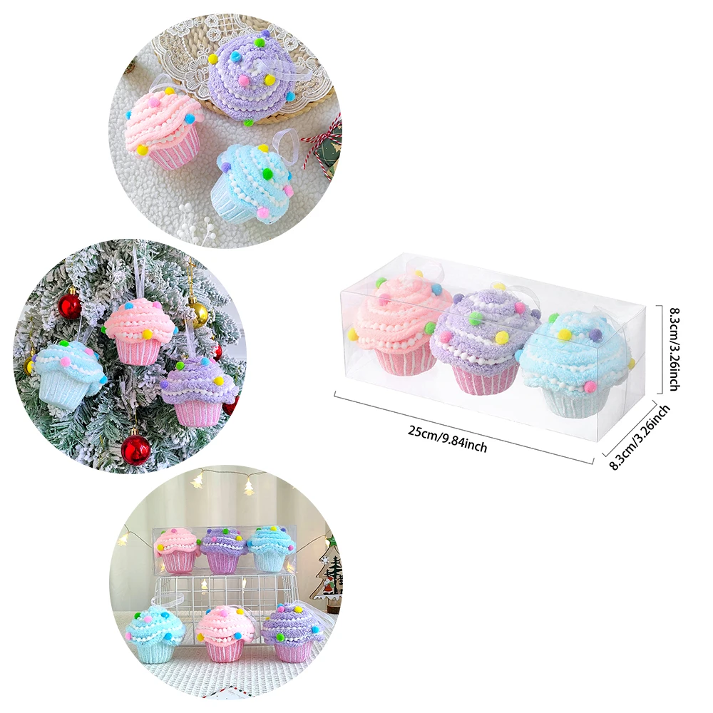 thumbnail image 1 of 3 piezas/caja de decoración navideña, macarrones, cupcakes, pastel, caja de regalo navideña, adornos para árbol de Navidad, caja colgante, decoración de Año Nuevo de Noel, 1 of 5