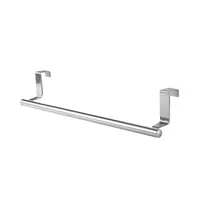 Stainless Steel Bathroom Kitchen Cabinet Rag Shelf Dishcloth Hanger Single Pole Towel Rack Over Door Back Type Hanging Holder 6
