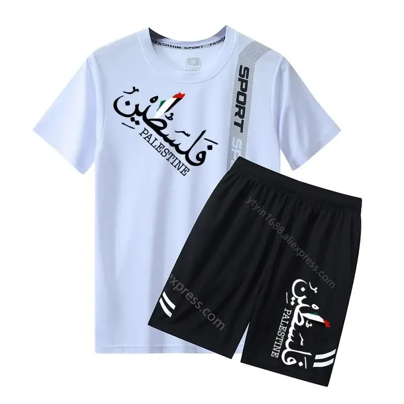 

Palestinian Clothes Mens Sets Summer Outfit Sports Suit Plus Size High Quality Jogging Quick-dry Fashion Tracksuit Men Short Set