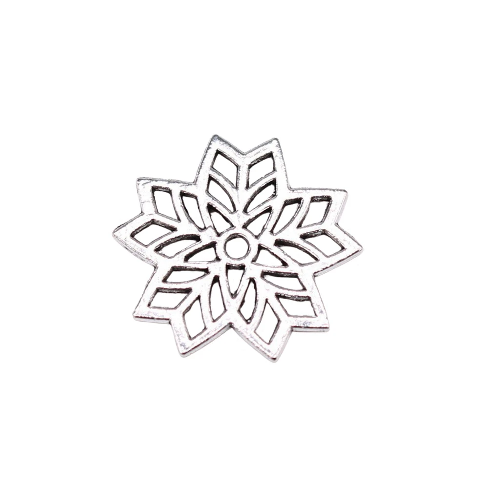 

20pcs/lot 15x15mm Hollow Snowflake Charms For Jewelry Making Antique Silver Color 0.59x0.59inch