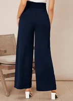 Women's Suit Pants Spring Summer High Waist Belt Wide Leg Pants Suit Fabric Elegant Office Casual Daily Commuting Trousers - Image 3