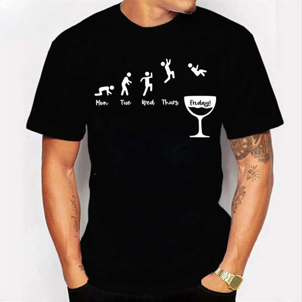Birra Friday Weekend Week Print Homme Black T-Shirt Abbigliamento Summer Fashion Casual O-Collo Streetwear New Style Hipster Tops