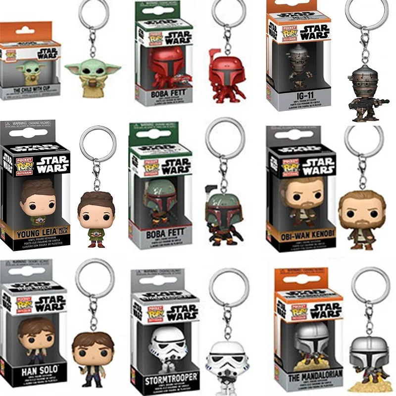 Funko Pop Star Wars Obi-Wan Kenobi The Child Baby Yoda Con Cup Boba Fett The Mandalo Portachiavi Pocket Pvc Figure Toys Portachiavi