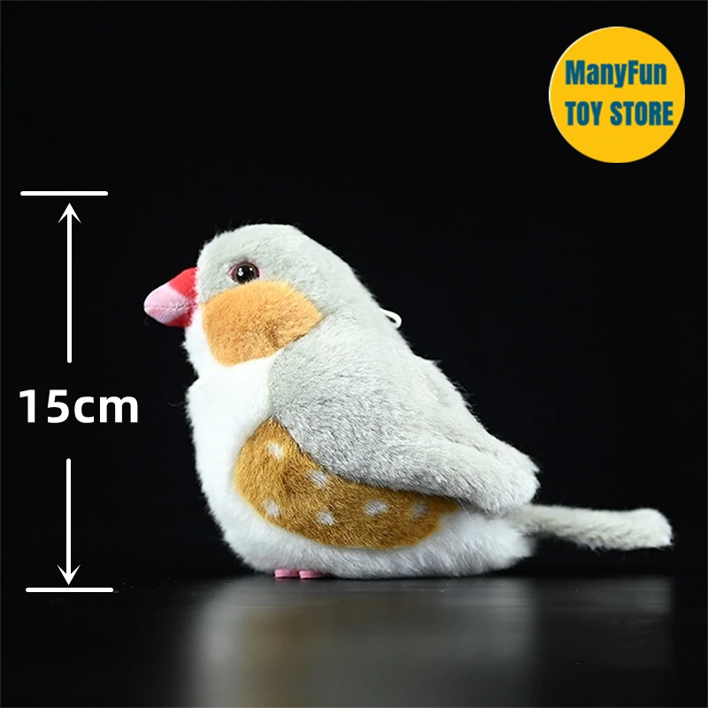 Grey Pearl Bird Plush Toy Zebra Finch Plushie Birds Plush Toys Lifelike Stuffed Animals Simulation Doll Toy For Kids 2