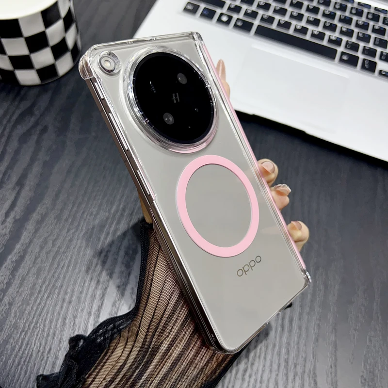 Clear High Definition Protective Case with Dual Hinge Support and Magnetic Suction
