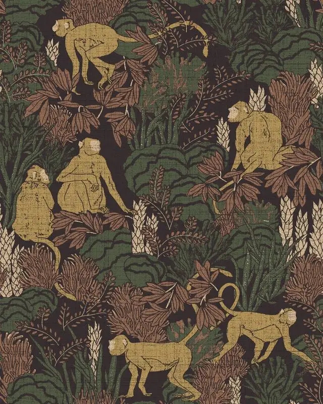quarto, pintura de parede, americano, tropical, selva,