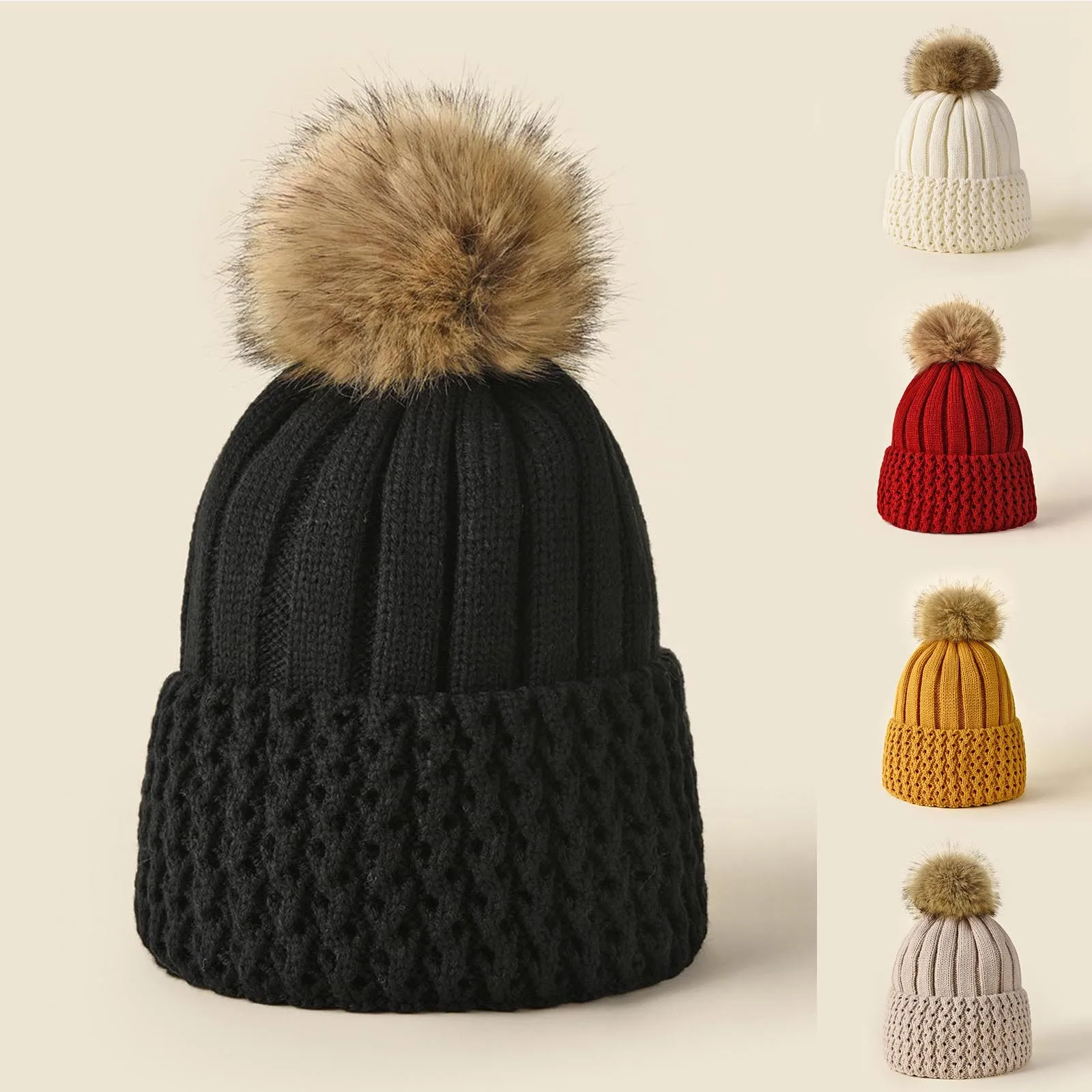 

Women Winter Hat Warmer Casual h Crochet Multicolor Women Hats Knit Ball Baseball Caps