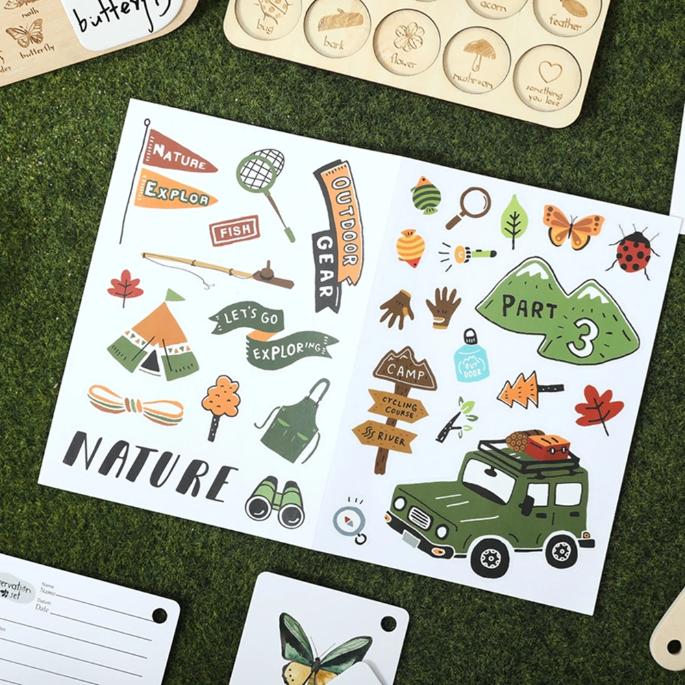 Kinder Outdoor Exploration Spielzeug Set Lupe Holz Aufnahme Board Pflanze & Insekten Biologie Karten Lernspielzeug Baby Geschenk – Detail 15