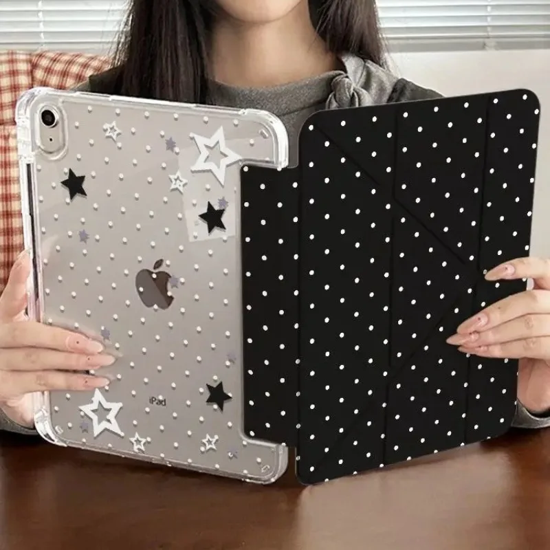 Elegant Black and White Polka Dot Stars Tablet Case