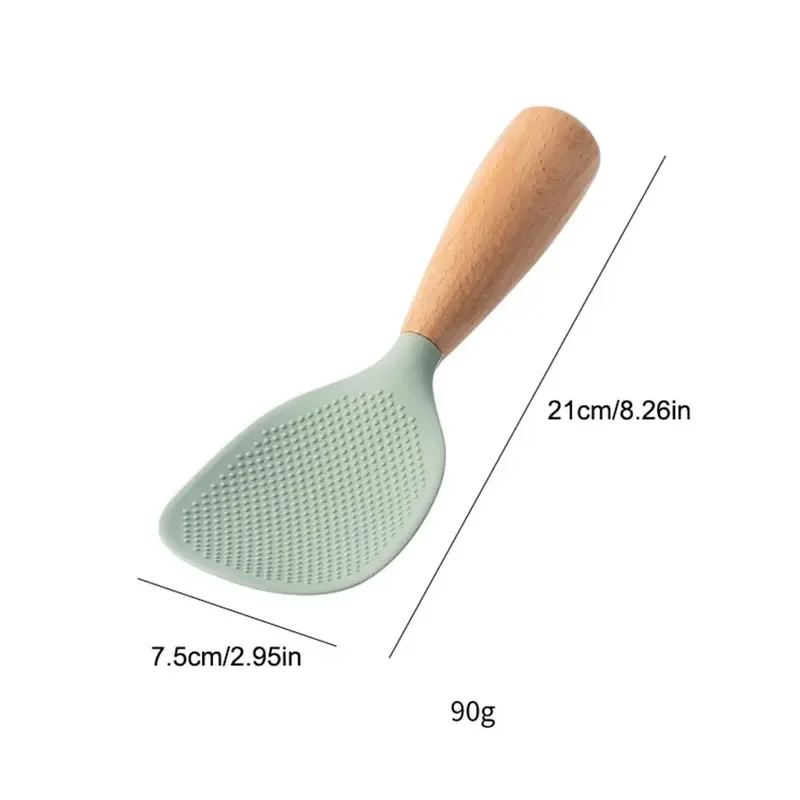 1Pc Silicone Spoon Non-stick Cooking Spoon Anti-scalding Pot Rice High-temperature-resistant Durable Kitchen Gadgets
