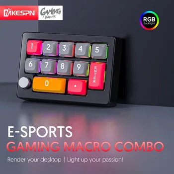 13 Key Wired Macro Programmable Mini Gaming Keyboard Hot Swappable 12RGB Lighting Effects Gaming Mechanical Keyboard with Knobs 4
