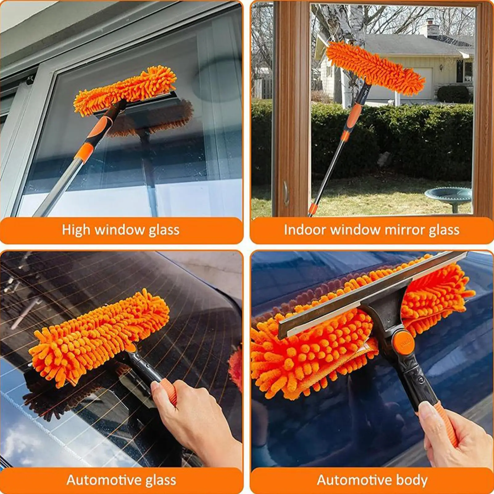 Ceiling Duster High Reach Microfiber Spider Web Duster Multi-Function Ceiling Fan Brush for Dusting Cleaning Window Lampshade