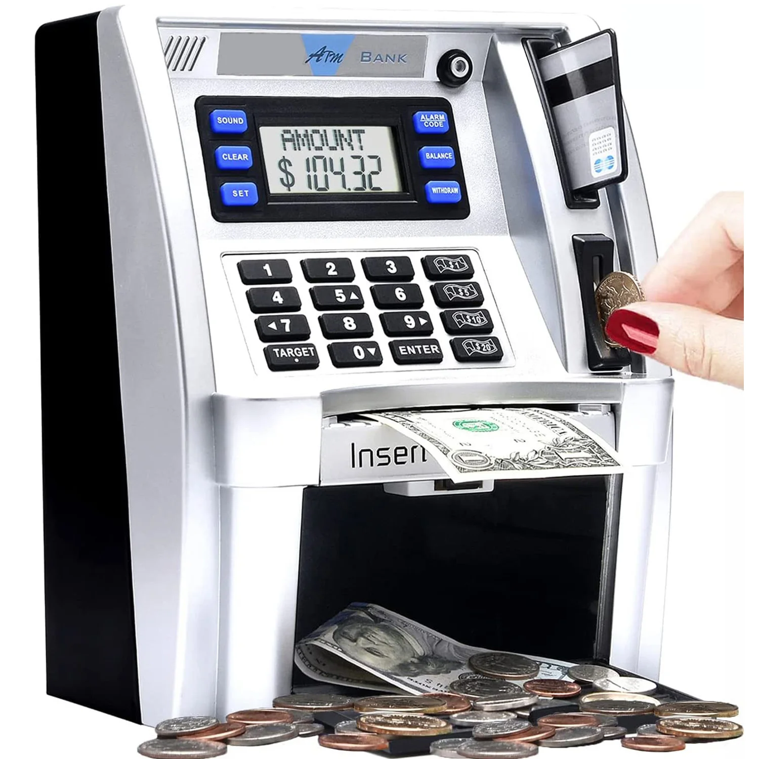 

Электронная копилка-банкомат с паролем, копилка для банкнот и монет, сейф для сбережений, автоматический депозит купюр в подарок на рождество
