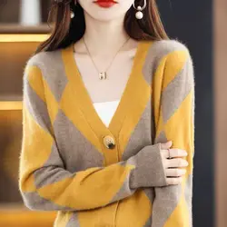Autumn Winter KPOP Fashion Style Harajuku Slim Fit Tops Women Loose All Match Casual Outerwear Long Sleeve Cardigan Sweaters