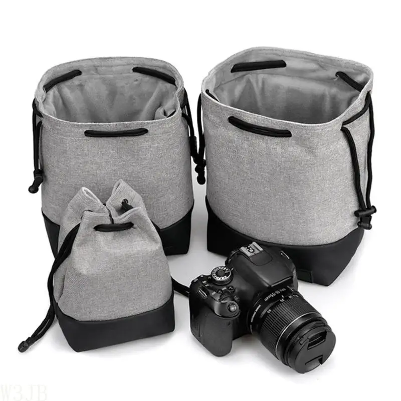 W3JB Professionelle stoßdämpfende Objektivtasche, wasserdichte Tasche aus Oxford-Leder mit Kordelzug, kompakte Tragetasche für – Detail 9