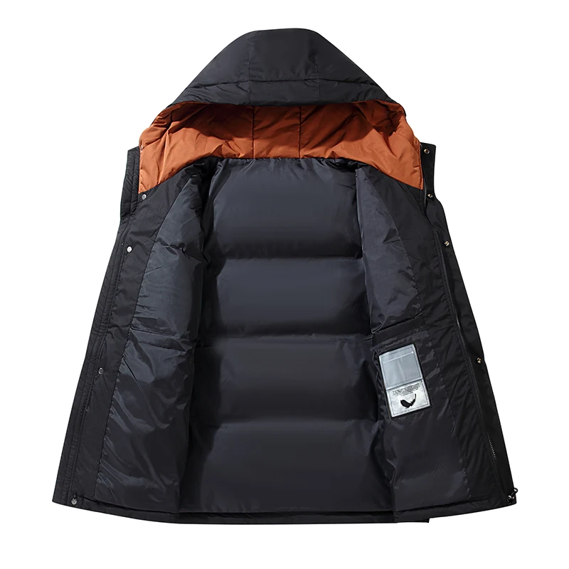 Winter Down Coat Men's New Windproof Waterproof Hooded Short Cotton Jacket High Quality 90% White Goose Down Men's Clothing