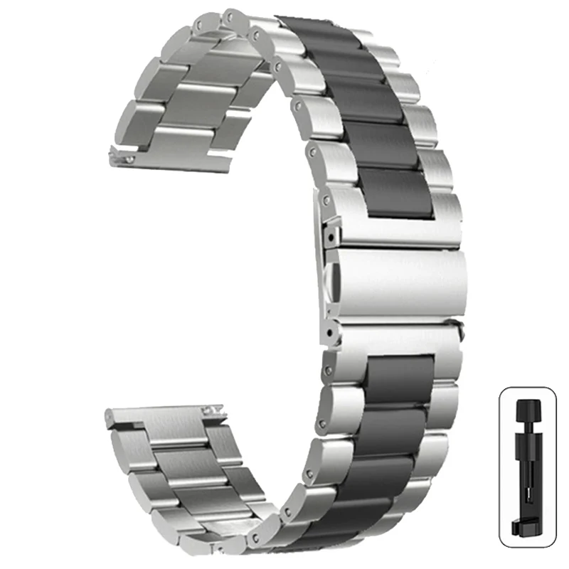Enhanced Stainless Steel Metal Watch Band - 22mm/20mm Adjustable Strap