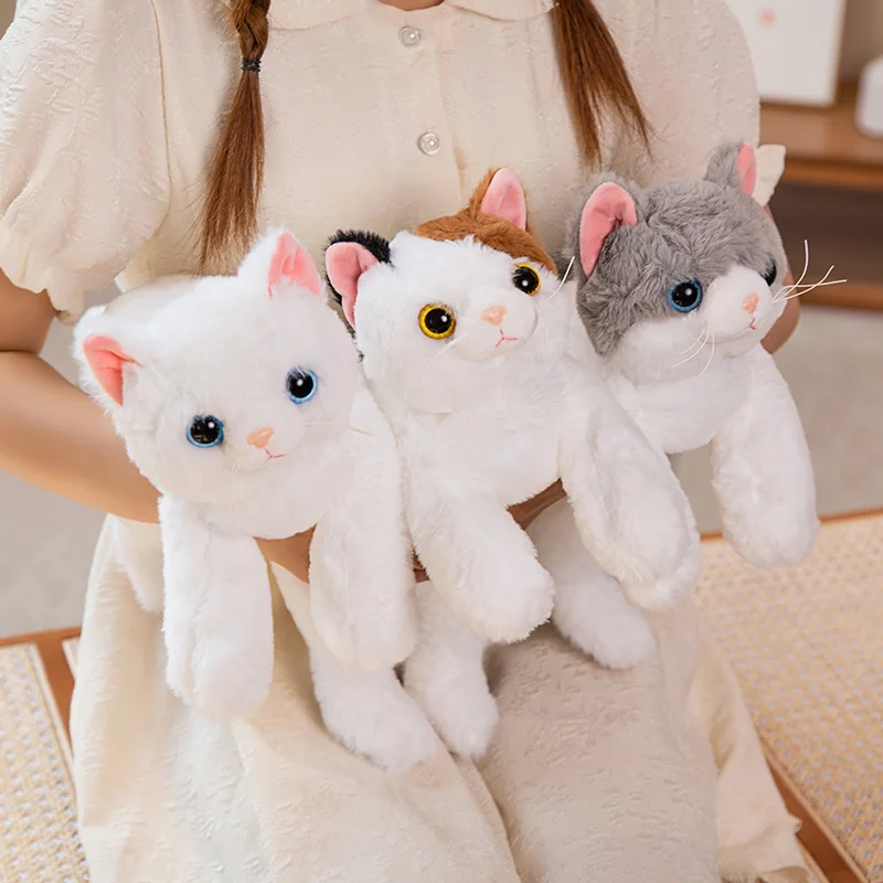 Realistic Cat Plush Toy Stuffed Animals Simulation Siamese Kitten Plushies Doll Cartoon Soft Kids Toys for Girls Boys Child Gift