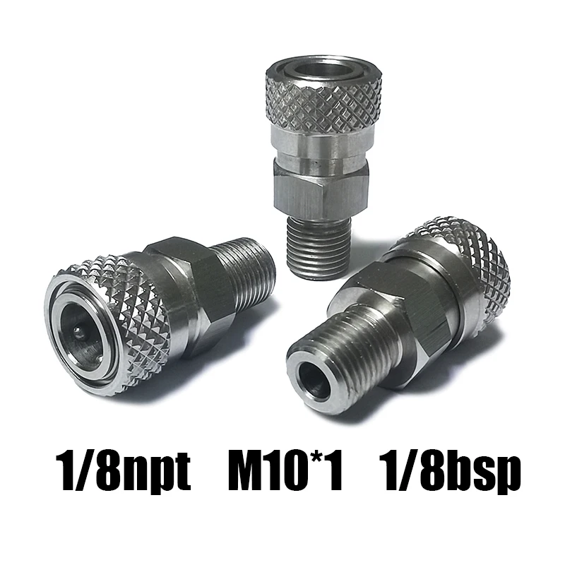 HPA Air Quick Disconnect Male Female Adaptor 8mm Fill Nipple High Pressure 1/8NPT 1/8BSP M10*1 M8*1 Stainless Steel