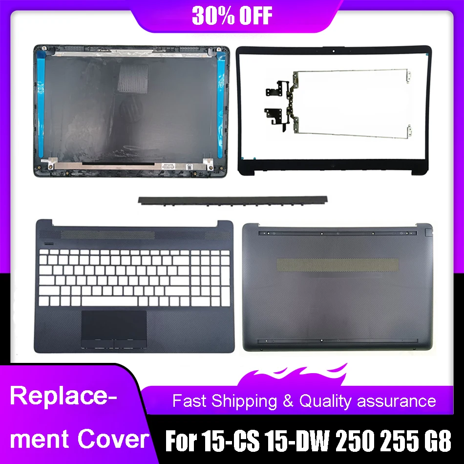 Cover Posteriore Per Laptop Per Hp 15S-Dy 15S-Gr 15S-Du 15-Cs 15-Dw 15-Gw 250 255 G8 Tpn-C139Front Cornice Poggiapolsi Superiore Inferiore Grigio