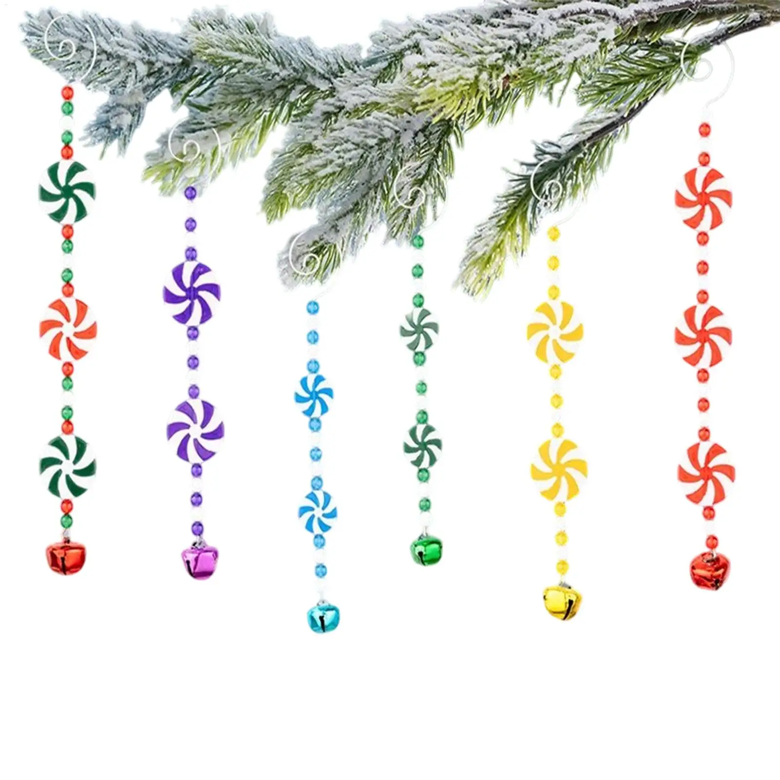 6Pcs Candy Cane for Christmas Tree Colorful Hangable Christmas Tree Decoration Acrylic Candy Cane Lollipop for Living Room