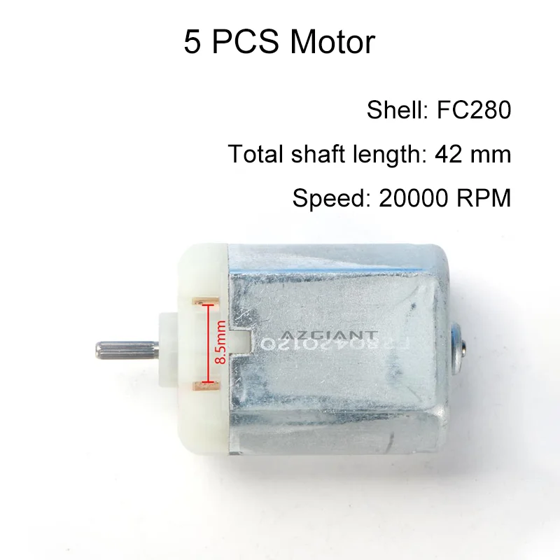 

5 PCS OEM Motor FC280 DC 20000 RPM 42mm DIY Engine For Car Replacement Power Accesseries Forward Rotation Toy High Quality