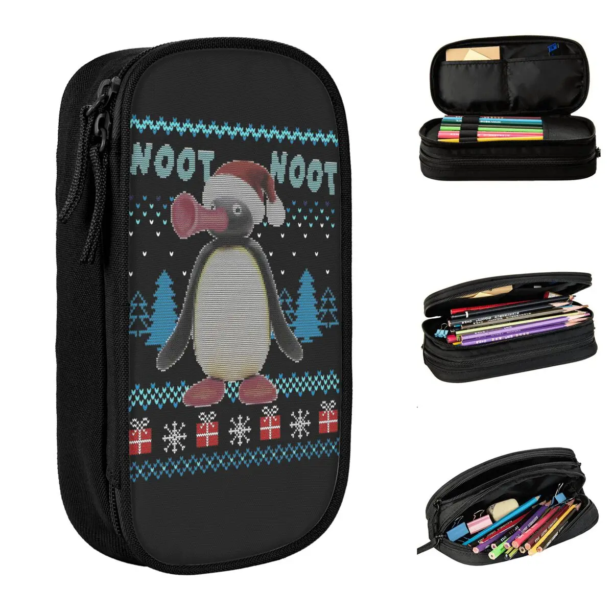 Pencil Case Pingu Meme Classic Funny Christmas Gift Pen Box Bag Student Big Capacity Office Zipper Pencil Pouch