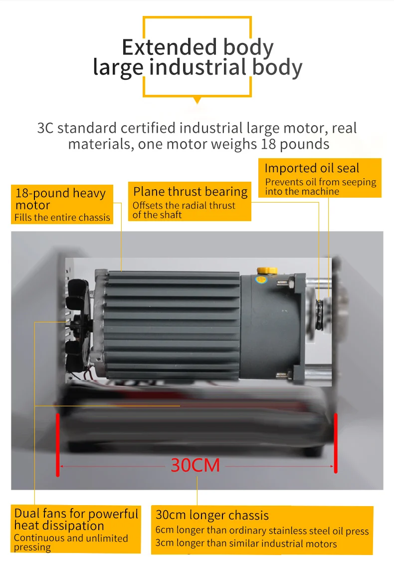 DIVEDEER 1500 W Kaltpress-Ölmaschine für Zuhause und Unternehmen, Extrakt Erdnuss-Sonnenblumen-Sojabohnen mit Edelstahl-Quetscher – Detail 10