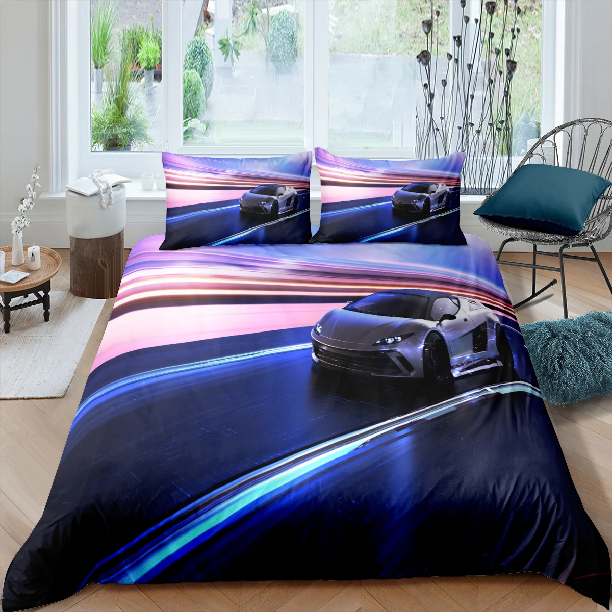 Home Textiles Luxury 3D Cars Duvet Cover Set Pillowcase Racing Car Bedding Set AU/EU/UK/US Queen and King Size Sets 