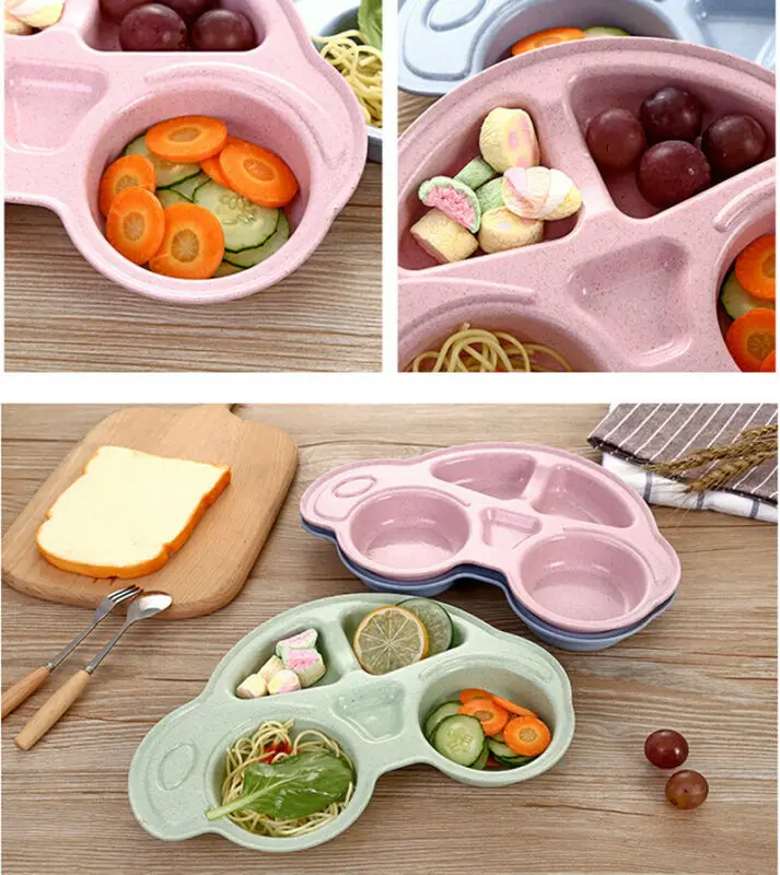 Toddler Infant Baby Dishes Cartoon Car Shape plate Environmentally Separated Child Food Plates Kids Dinnerware Tableware Tray silicone dinner plate