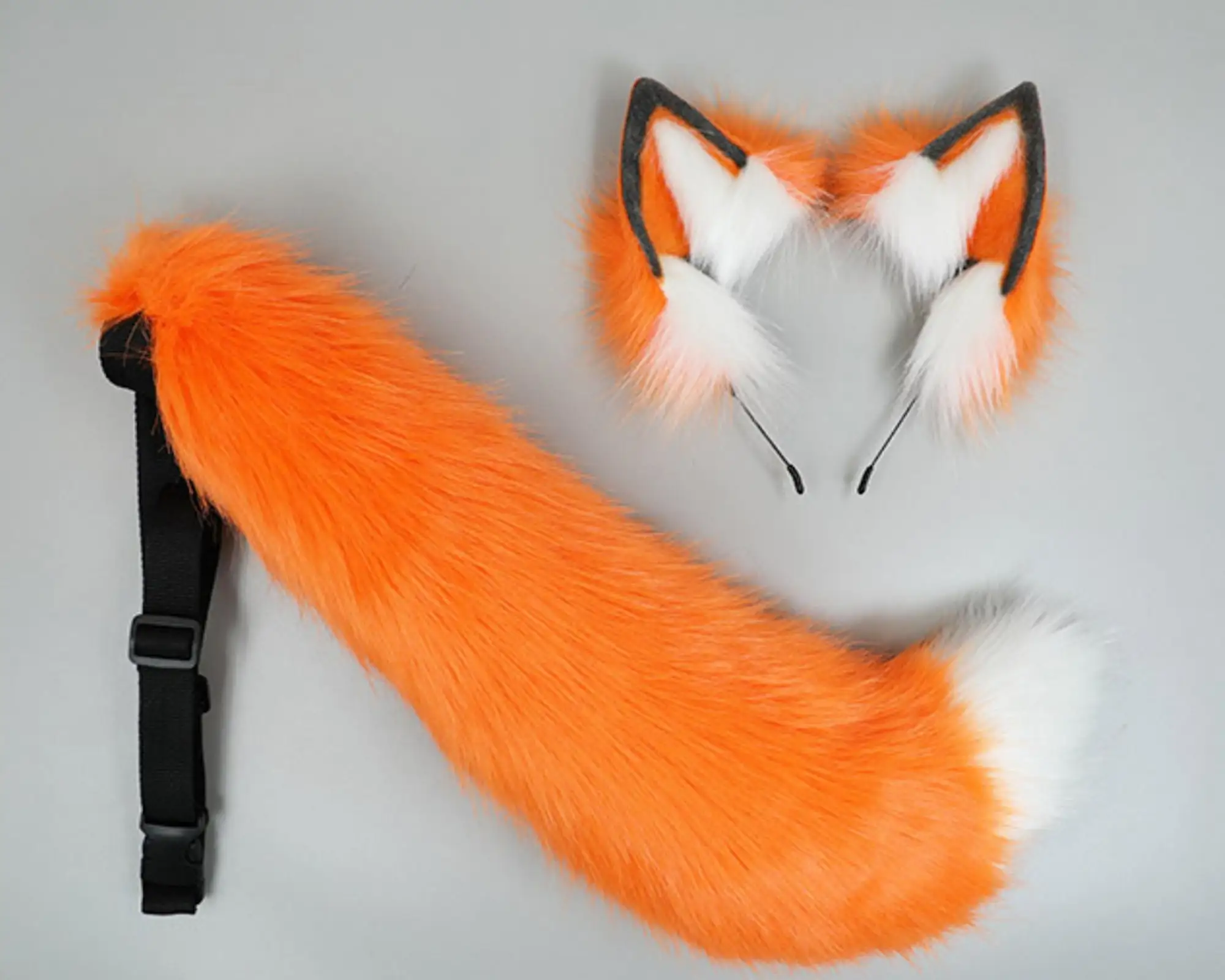 Fox ears Cosplay anime headdress, cat ears headband, kitten ears, anime ears, role play, Halloween, orange fox and tail