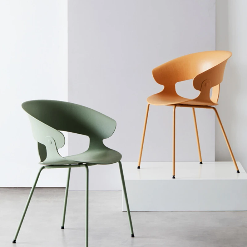 

Nordic Plastic Chairs Household Modern Simple Makeup Backrest Armrest Dining Chairs Outdoor Iron Art Leisure Chair Fashionable