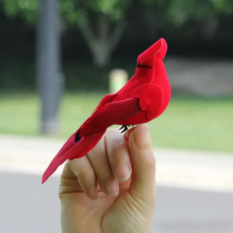 2pcs feather bird figurines simulation with clips for garden lawn tree decor handicraft Christmas home decoration