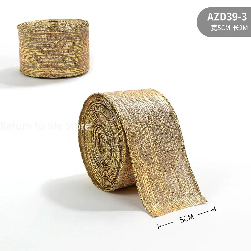 MAYREEL Nastro Per Albero Di Natale In Velluto Glitter Oro Champagne – 10 Cm X 10 M Con Bordo Metallico – Perfetto Per Decorazioni, Fiocchi E Confezioni Regalo - 4