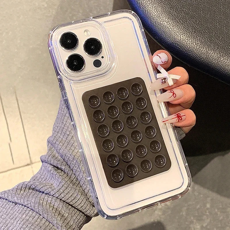 Transparent 3D Suction Cup Shockproof Phone Case - Soft Protective Cover