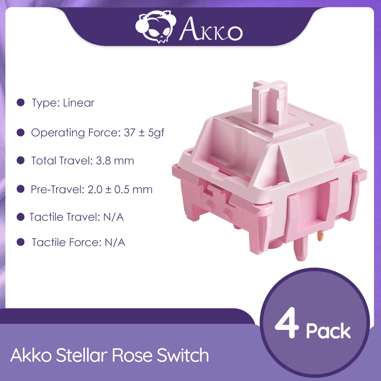 Akko Stellar Rose Switch 5 Pins 37gf Low Operating Linear Switches