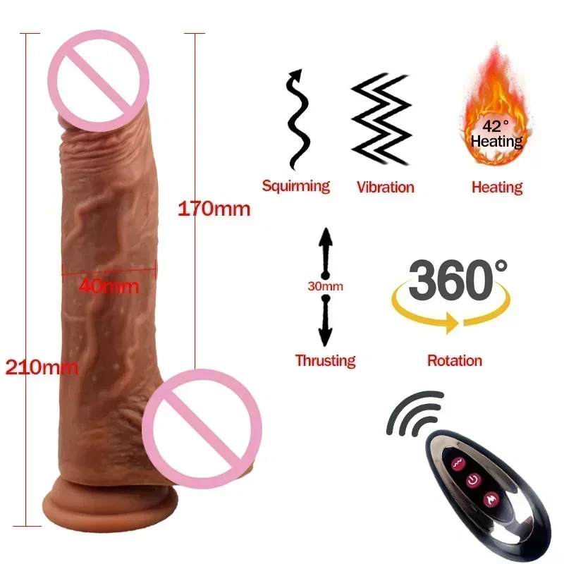 Sex Toys Remote Control Vibrate Big Dildo Simulated Penis Powerful Stretch & Vibrate Heating Dildo Vibrator Penis Masturbator for Women