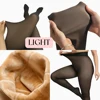 Collants thermiques doublés en polaire pour femmes, une couture, collants chauds et transparents, faux collants thermiques translucides épais, Leggings pour temps froid