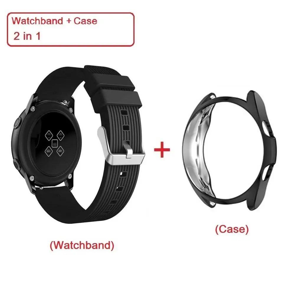 

2in1 Case + Strap For Samsung Galaxy Watch3 45mm Screen Protector cover Silicone Watchband For Galaxy Watch 3 41mm TPU Bumper