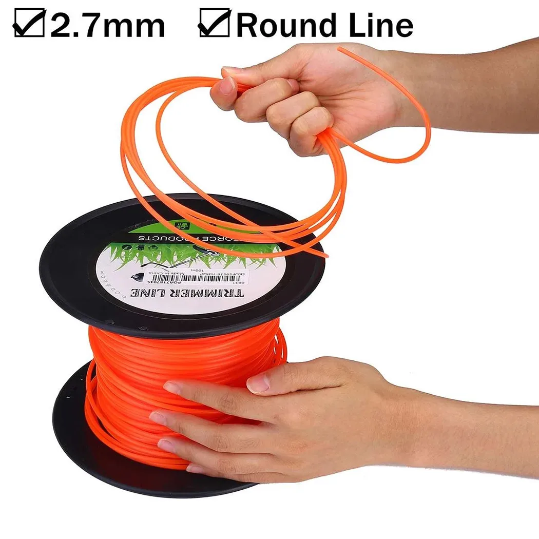 Electric Lawn Mower Trimmer Line 50mx2.7mm Nylon Garden Grass Brush Cutter Spiral Rope Lawn Mower Head Tool Accessory grass trimmer rope,brushcutter trimmer rope,string trimmer line,grass trimmer line