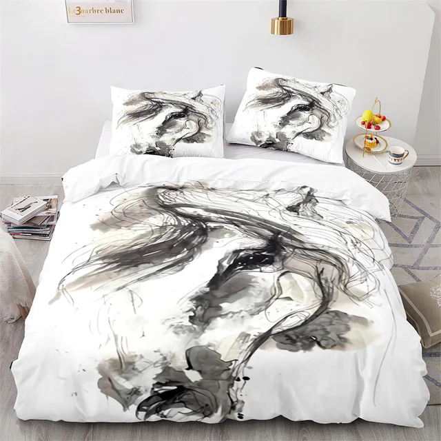 Jogo de cama de cavalo galopante, jogo de cama de cavalos para crianças,  adultos, 3D, animais selvagens, decoração, estilo selvagem, capa de cama,  sem lençol liso, decoração de sala de fazenda, 3