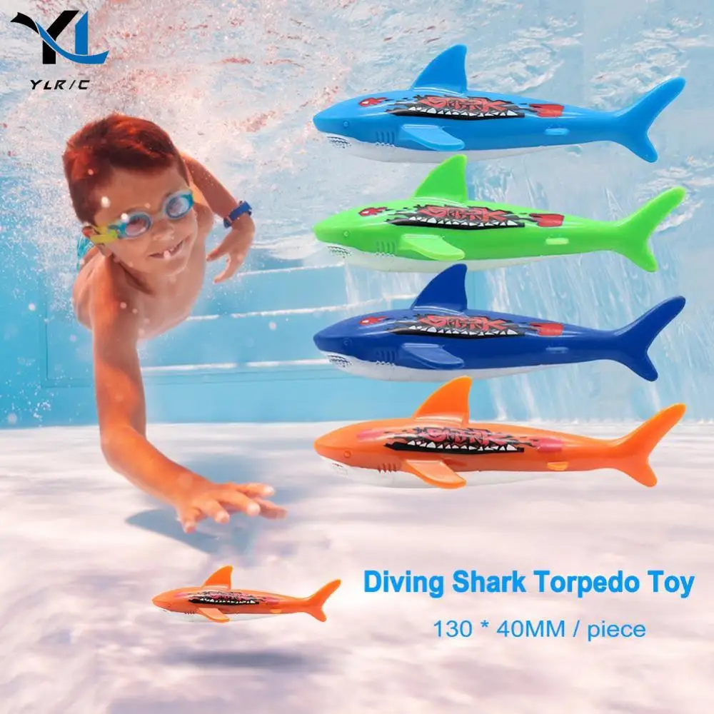 4Pcs Diving Shark Toys Multicolor Underwater Torpedo Toy Swimming Pool Throwing Toys Beach Pool Accessories